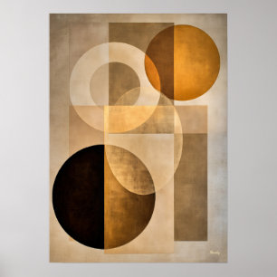 Minimale Luxus-Art-Deco-Geometrie-Abstrakt-Beige Poster