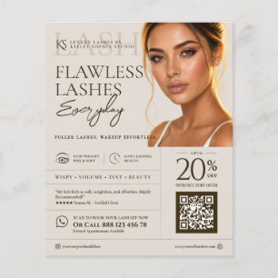 Minimale Luxus Kosmetikerin Wimpernstylistin Beige Flyer