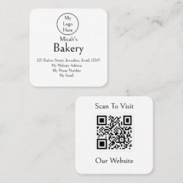 Minimale Luxus-QR-Code-Bäckerei-Logo saubere Gesta Quadratische Visitenkarte