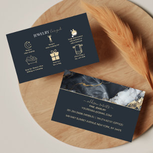Minimale Luxus-Schwarz-Gold-Branding-Schmuckpflege Visitenkarte