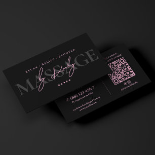 Minimale Massage Schwarz Pink Therapeut Visitenkarte