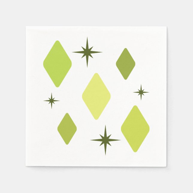 Minimale Mid Mod Diamonds Charteuse Serviette (Vorderseite)