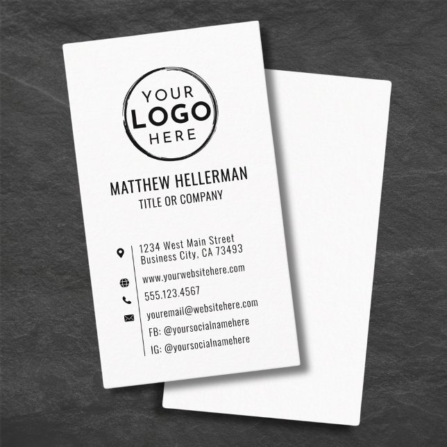 Minimale minimale minimale minimale vertikale Logo Visitenkarte (Custom Logo Minimal Modern Vertical Business Card)