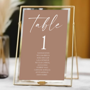 Minimale Minimalistische Elegante Mocha Mousse Hoc Tischnummer