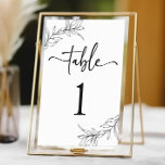 Minimale Minimalistische Schwarz-weiße Branch Leaf Tischnummer<br><div class="desc">Dies ist eine minimale Minimalistische Schwarz-weiße Branch Leaf Hochzeit Tischnummer!</div>