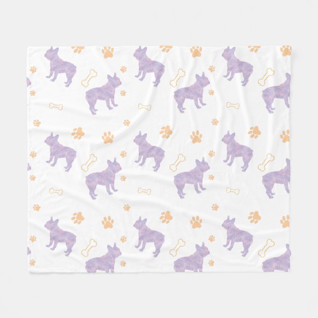 Minimale Mint-Französische-Bulldogge-Silhouette-De Fleecedecke (Vorderseite (Horizontal))
