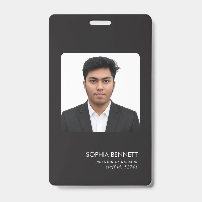 Minimale Mitarbeiter-Foto-Identitätsgestaltung Ausweis (Vorderseite)