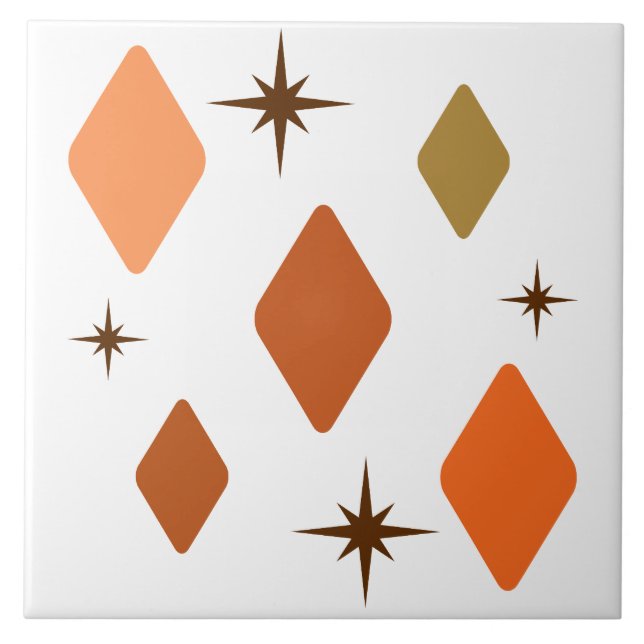Minimale mittlere Mod Diamonds Orange Fliese (Vorderseite)