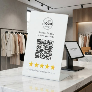 Minimale moderne 5-Sterne-Bewertungs-QR-Code für U Sockelschild