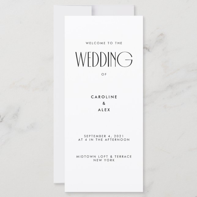 Minimale moderne Art Deco Typografie Hochzeit (Vorderseite)