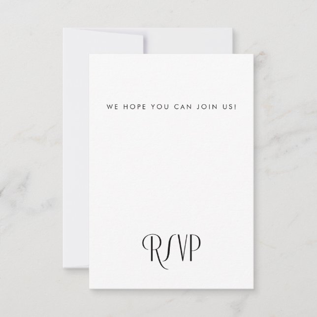 Minimale moderne Art Deco Typografie Hochzeit RSVP Karte (Vorderseite)