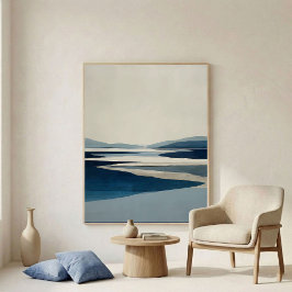Minimale moderne Blaue-Fluss-Becken-Abstrakte Wand Poster