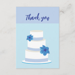 Minimale moderne blaue Hochzeitstorte Danke Karte