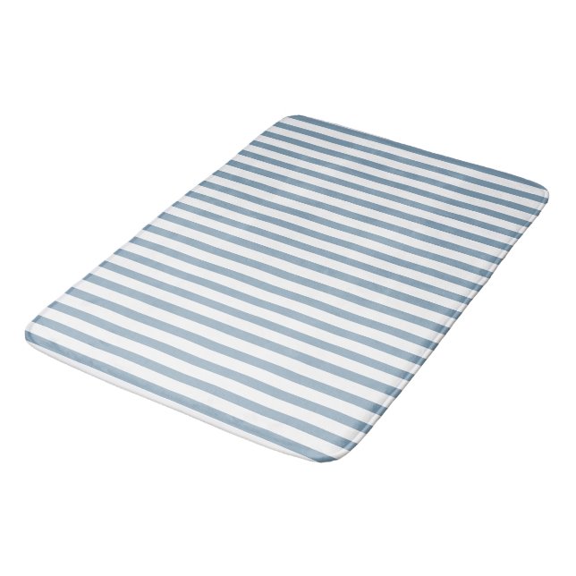 Minimale moderne Blaustreifen-Musterdesign Badematte (Schrägansicht)