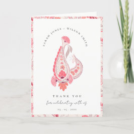 Minimale moderne Blush Paisley Typografie Hochzeit Dankeskarte