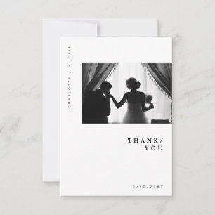 Minimale moderne Chic-Typografie-Foto-Hochzeit Dankeskarte