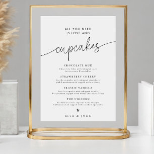 Minimale moderne Dessert-Cupcake-Menü-Hochzeitssch Poster