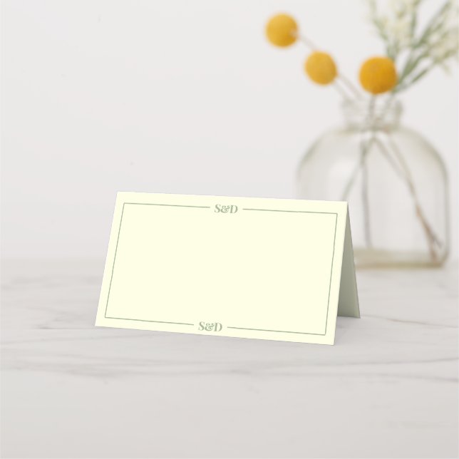 Minimale moderne editierbare Hochzeit Platzkarte (Vorderseite)