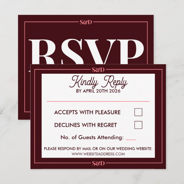 Minimale moderne editierbare Hochzeit RSVP Karte (Vorne/Hinten)