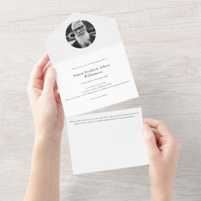 Minimale moderne einzigartige Feier des Lebens All In One Einladung (Abreißtisch)