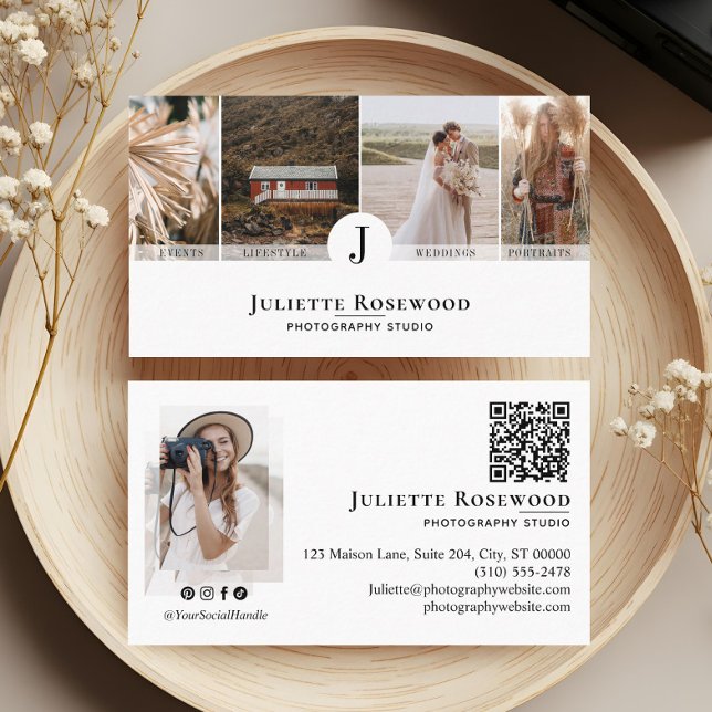 Minimale moderne elegante Fotogalerie für Fotograf Visitenkarte (Minimal Modern Elegant Photographer Photo Gallery Business Card)