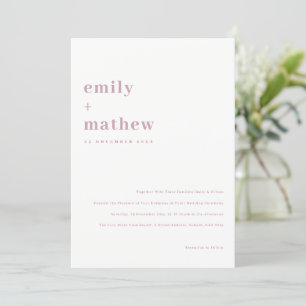 Minimale moderne, feine, dunkelrosa Typografie Hoc Einladung