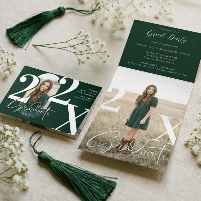 Minimale moderne fette Abschlussjahr-Bogen-Foto Dreifach Gefaltete Einladung (Minimal Modern Bold Graduation Year Arch Photo Tri-Fold Invitation)