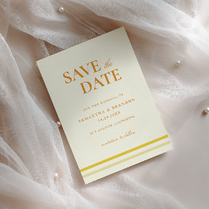 Minimale moderne formelle Skript-Butter-Gelb-Hochz Save The Date