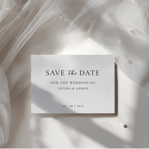 Minimale moderne formelle Skript-Hochzeit-Save-The Ankündigungspostkarte