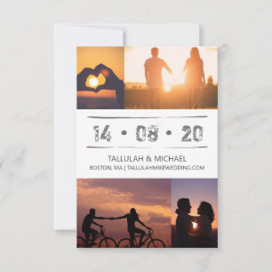 Minimale moderne Foto Collage Typografie Hochzeit Save The Date