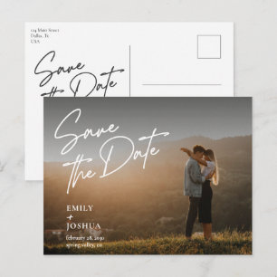 Minimale moderne Foto-Hochzeit - Save-the-Date-Kar Postkarte
