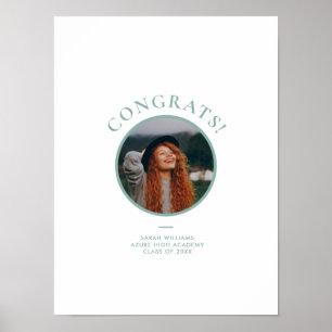 Minimale moderne Foto-Teal-Abschluss-Autogramm Poster
