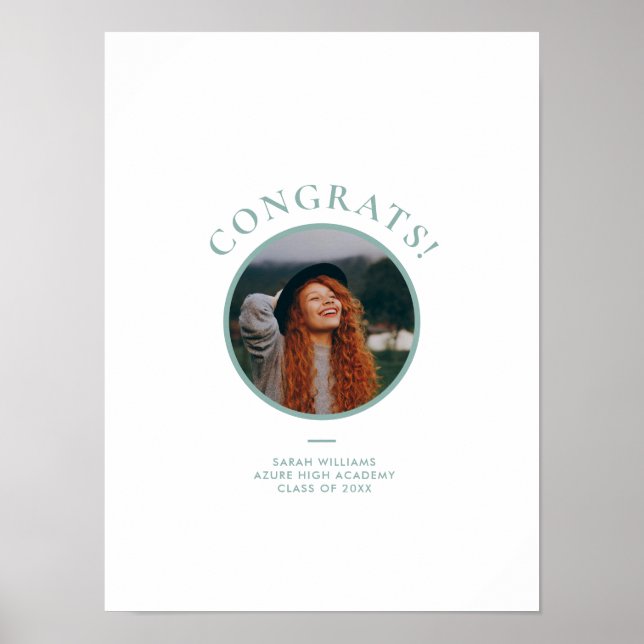 Minimale moderne Foto-Teal-Abschluss-Autogramm Poster (Vorne)