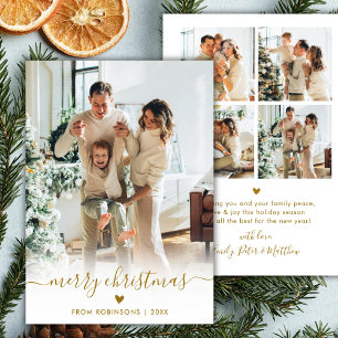 Minimale moderne goldene Schrift 5 Foto Frohe Weih Feiertagskarte