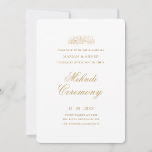 Minimale moderne goldene Schrift Henna Mehndi Zere Einladung