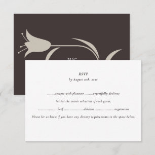 Minimale moderne Greige- und Espresso-Blumenmuster RSVP Karte