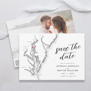 Minimale moderne Hochzeit in Annapolis, Chesapeake Save The Date
