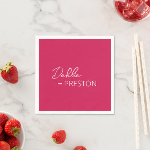 Minimale moderne Hochzeit in Hot Pink Serviette