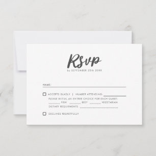 Minimale moderne Hochzeit-RSVP-Typografie RSVP Karte