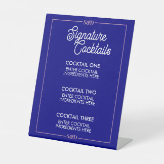 Minimale moderne Hochzeit Signature-Cocktail-Schil Sockelschild