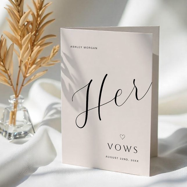 Minimale moderne Hochzeit Vow Book | Ihre Gesänge Ankündigung (Her Vows Booklet)