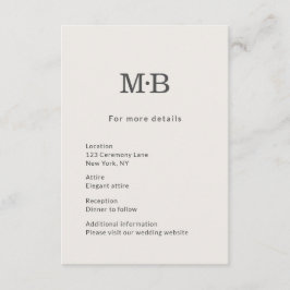 Minimale moderne Hochzeitsdetails Karte für eine h