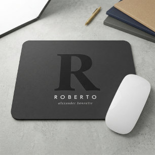 Minimale moderne klassische schwarze Monogramm Mousepad