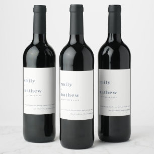 Minimale moderne, kühne graublaue Typografie Hochz Weinetikett