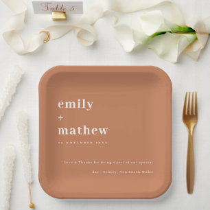 Minimale moderne, kühne Rost Orange Typografie Hoc Pappteller