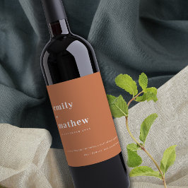 Minimale moderne, kühne Rost Orange Typografie Hoc Weinetikett