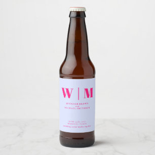 Minimale moderne lila rosa Trinkhochzeit Bierflaschenetikett