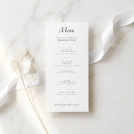 Minimale moderne Luxus | Elegantes Schwarz & Weiß Menükarte