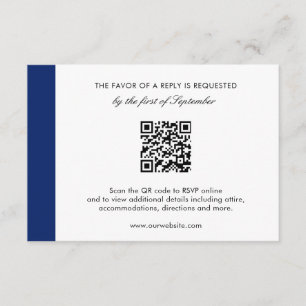 Minimale moderne Marine Blue QR Code Elegante Hoch RSVP Karte