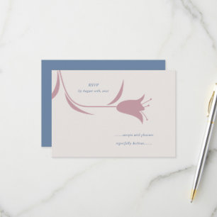 Minimale moderne Mauve- und staubblaue Blumeneleme RSVP Karte